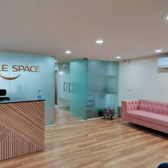 Reception area at Dr. Lakshmi's SMILE SPACE, Kokapet, Hyderabad